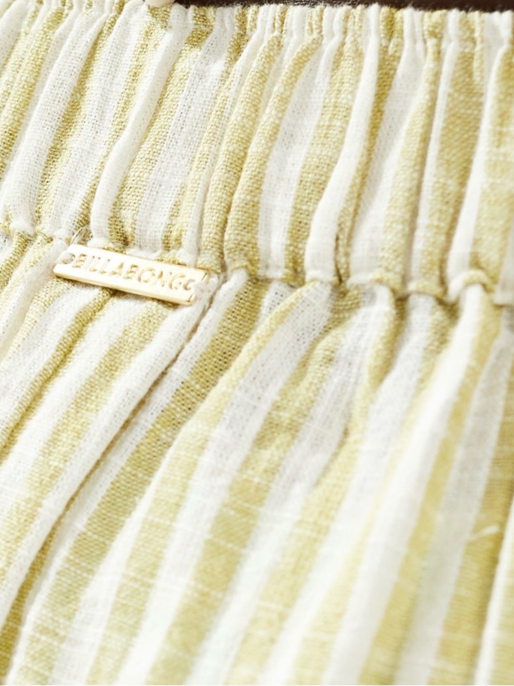 Billabong Yellow Striped Elastic-Waist Women’s Athletic Shorts - Picture 3 of 10